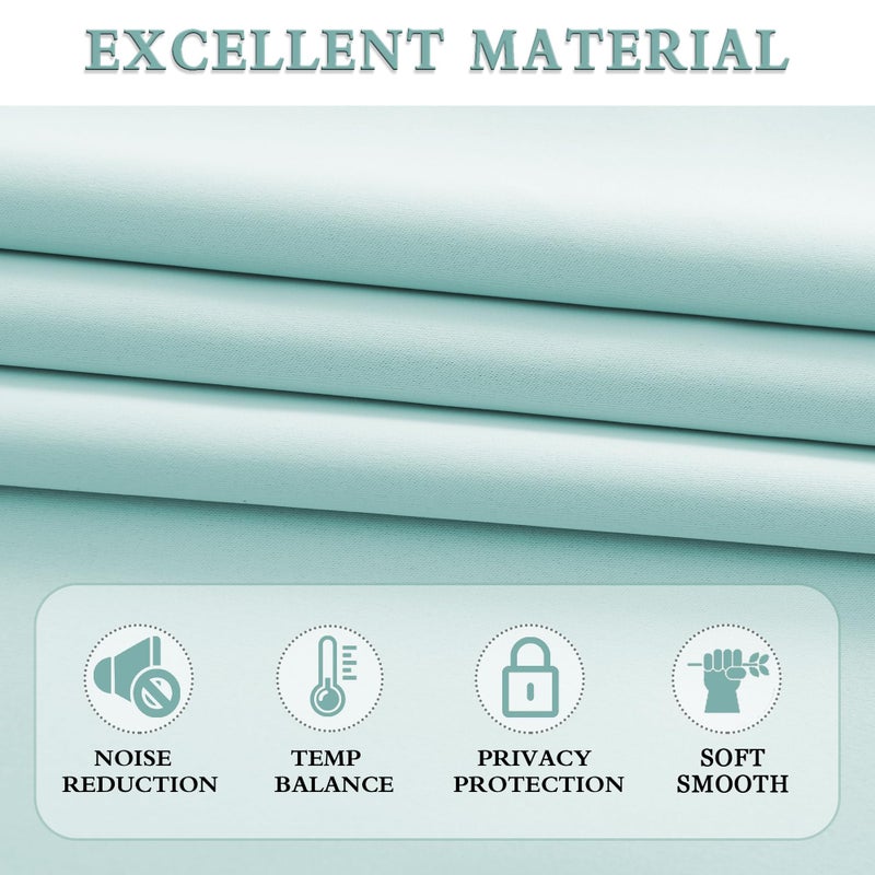DONREN 12 Inch Length Blackout Window Valances for Loft - Aqua Kitchen Valances with Rod Pocket (42 x 12 Inch,2 Panels) - Image 2